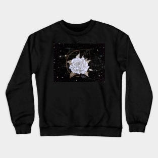 Geometric Gold Rose in Space (Black) Crewneck Sweatshirt